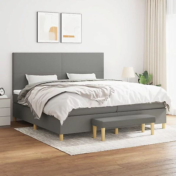 Vidaxl Boxspringbett Mit Matratze Dunkelgrau 200x200 Cm Stoff günstig online kaufen
