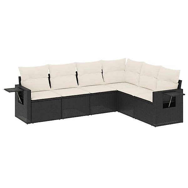 vidaXL 6-Tlg Garten-Sofagarnitur mit Kissen Schwarz Poly Rattan 3220205 günstig online kaufen