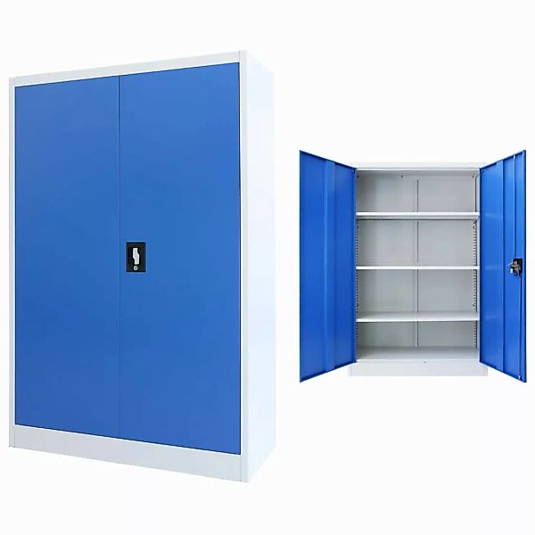 Büroschrank Metall 90 X 40 X 140 Cm Grau Und Blau günstig online kaufen