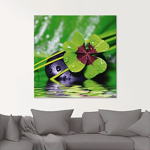 Artland Glasbild "Glücksklee... Entspann mal wieder" Zen 1 Stk. tlg. in ver günstig online kaufen