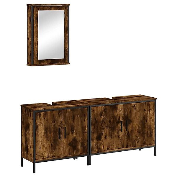 vidaXL 3-Tlg Badmöbel-Set Räuchereiche Holzwerkstoff 3214792 günstig online kaufen