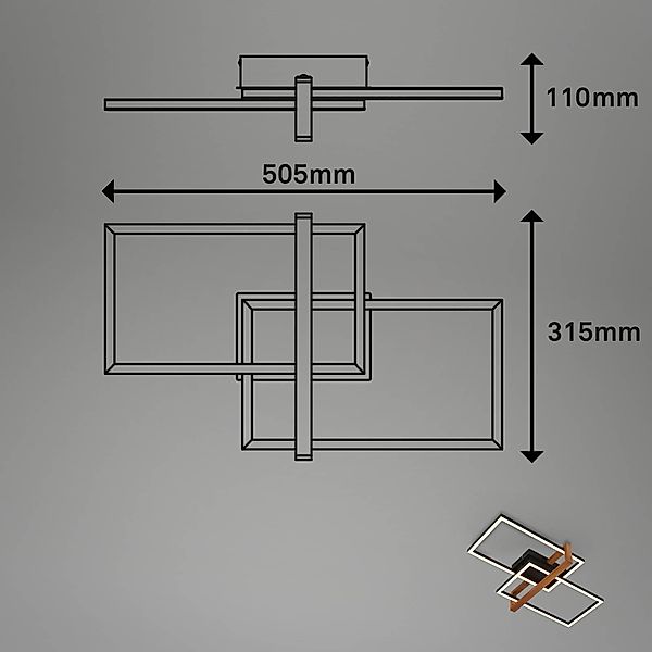 LED-Deckenleuchte 3776015 zweiflammig mit Holz günstig online kaufen