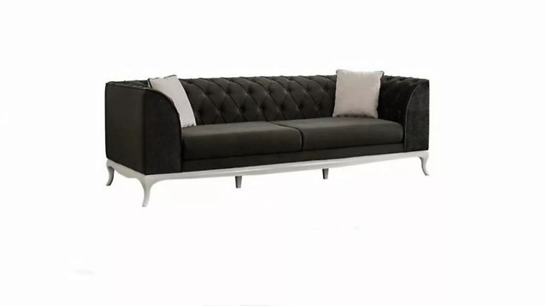 JVmoebel Sofa Dreisitzer Chesterfield Couch Sofa 3 Sitzer Schwarz Stoff Sto günstig online kaufen