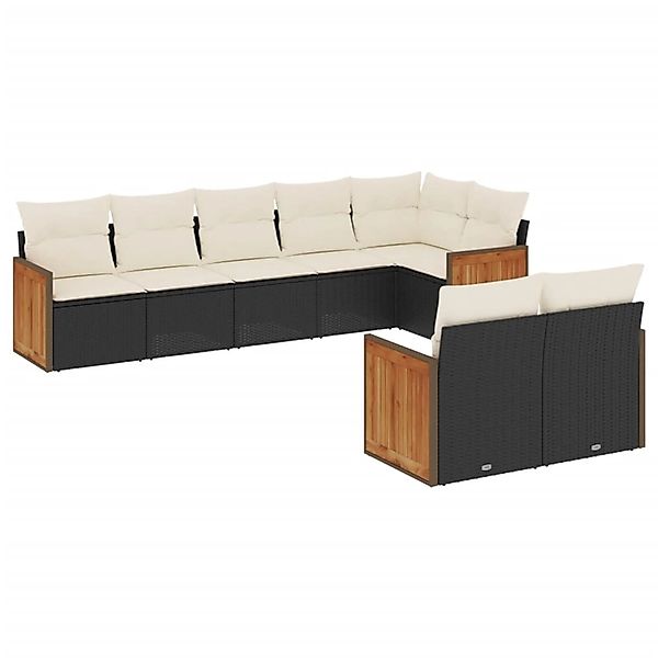 vidaXL 8-Tlg Garten-Sofagarnitur mit Kissen Schwarz Poly Rattan 3227827 günstig online kaufen