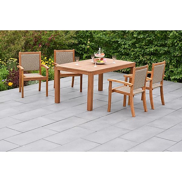 Merxx Castilla Set 5-tlg. mit Gartentisch Ausziehbar 150/200 x 90 cm günstig online kaufen