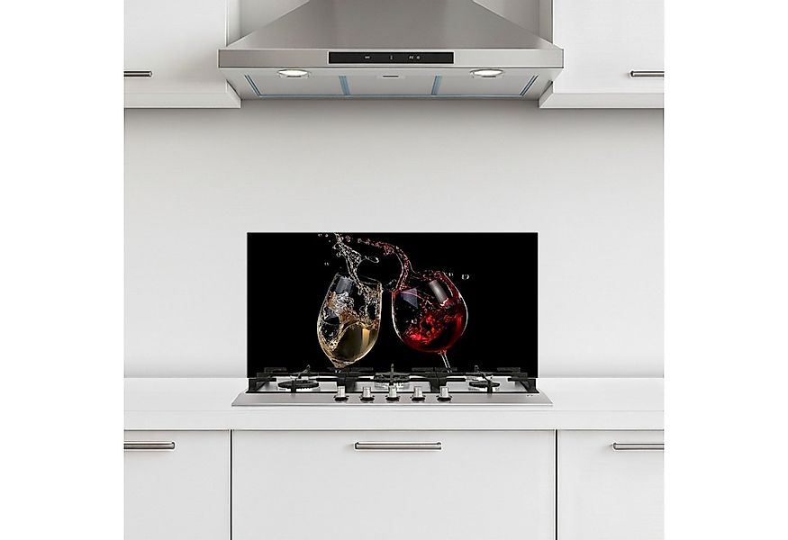 KitchenYeah Küchenrückwand selbstklebend Rotwein - Weißwein - Glas - Schwar günstig online kaufen