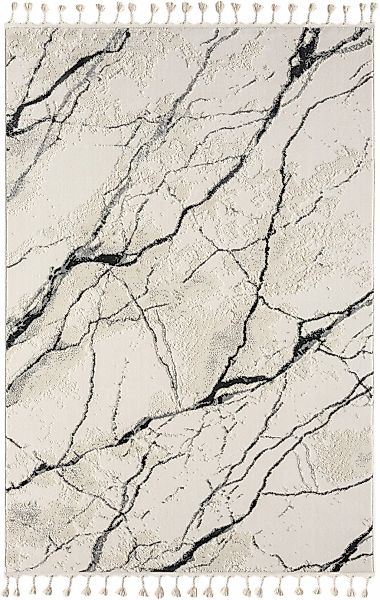 my home Teppich Zoe, Hoch-Tief-Struktur, rechteckig, Höhe: 11 mm, mit Frans günstig online kaufen