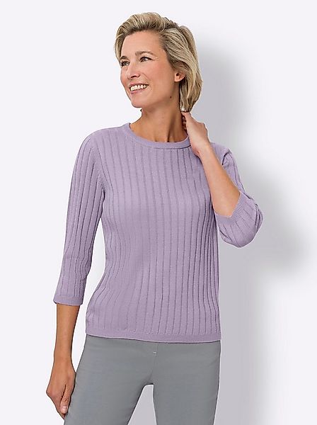 Sieh an! Strickpullover Rundhals-Pullover 3/4-Arm Rippoptik günstig online kaufen
