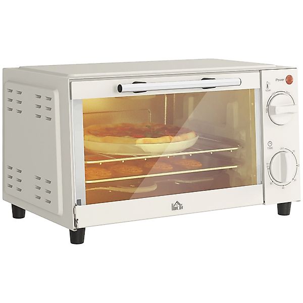 HOMCOM Minibackofen Metall Edelstahl Cremeweiß 35L x 24,6B x 20H cm günstig online kaufen