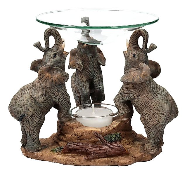 Figuren Shop GmbH Duftlampe Duftlampe - Drei Elefanten - Deko Kerzenhalter günstig online kaufen