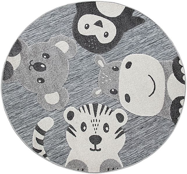 Paco Home Kinderteppich "Tweet 461" rund 12 mm Höhe Flachgewebe mit Hoch-Ti günstig online kaufen