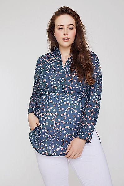 Ulla Popken Hemdbluse Bellieva-Hemdbluse Still-Funktion Langarm günstig online kaufen