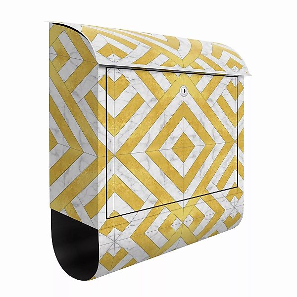 Briefkasten Geometrischer Fliesenmix Art Deco Gold Marmor günstig online kaufen