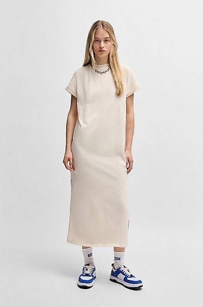 HUGO Blue Jerseykleid "Nalle", Oversized mit Schlitz, mit Logostickerei, Je günstig online kaufen
