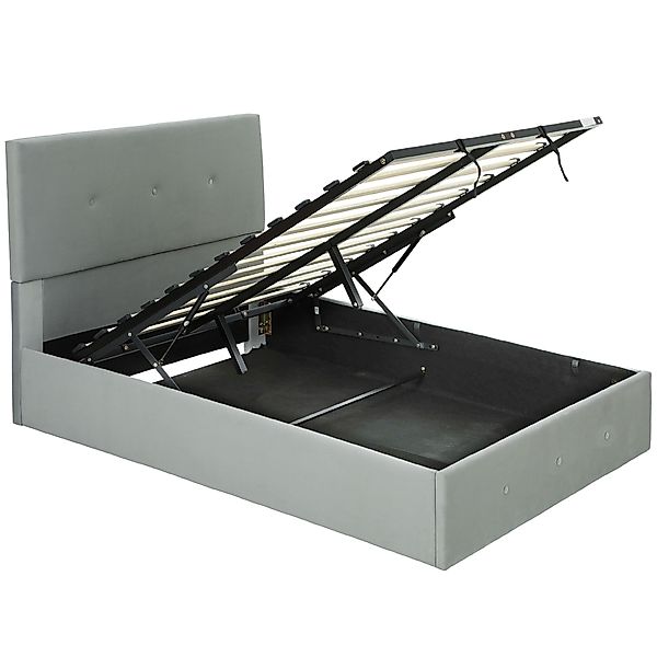 HOMCOM Doppelbettgestell 140x190 cm mit Holzlattenrost, Bett mit versteckte günstig online kaufen