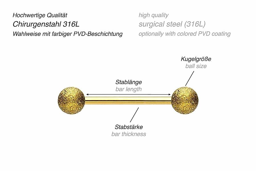 PIERCINGLINE Brustwarzenpiercing Chirurgenstahl Barbell DIAMANTOPTIK (Barbe günstig online kaufen