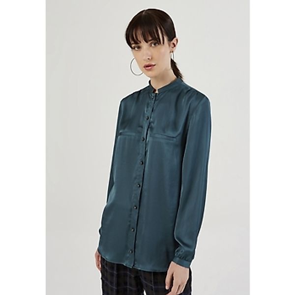 Just Like You  Blusen Damenhemd im Satin-Look mit Stehkragen günstig online kaufen