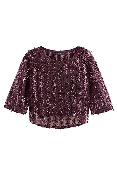 Next Paillettenshirt Transparentes Top mit 3/4-Ärmeln günstig online kaufen