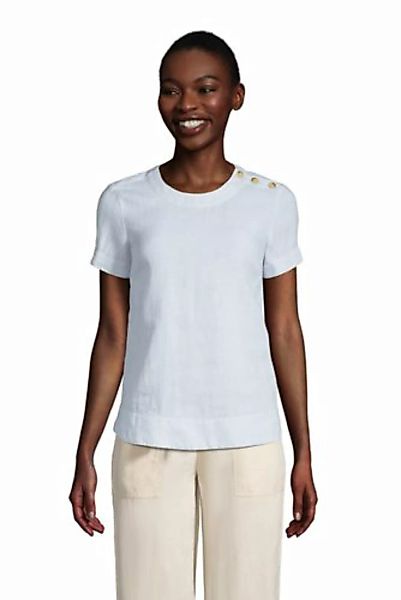 Leinen-Shirt mit Schulterknöpfen, Damen, Größe: 48-50 Normal, Grün, by Land günstig online kaufen