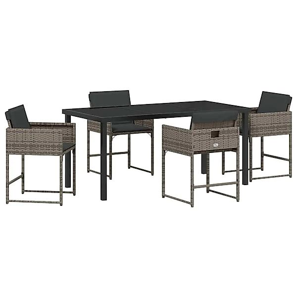 vidaXL Garten Essgruppe 5-Tlg Grau Poly-Rattan 3380723 günstig online kaufen