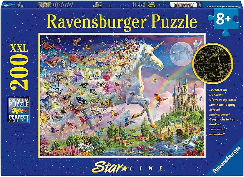 Ravensburger Puzzle Star Line, Leuchtendes Schmetterlingseinhorn, 200 Puzzl günstig online kaufen