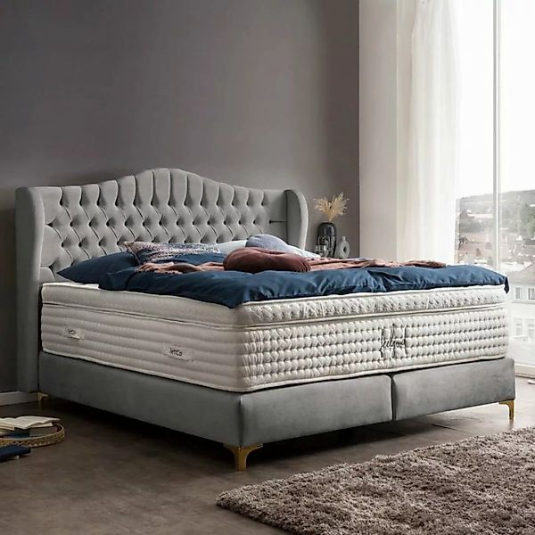 BettCo Boxspringbett Maison (in Silber Samt, 140 x 200 cm), Chesterfield, T günstig online kaufen