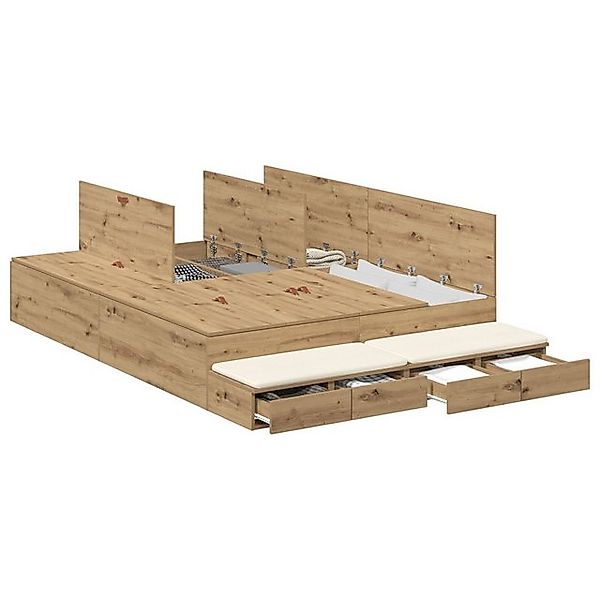 vidaXL Bett Stauraumbettgestell Braun Holzwerkstoff 135,5 x 190 x 31,5 cm ( günstig online kaufen