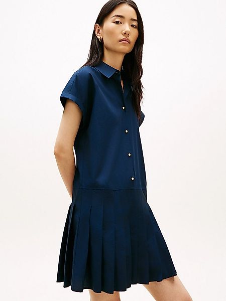 Tommy Hilfiger Shirtkleid POPLIN PLEATED SHORT SS DRESS mit Logo-Stickerei günstig online kaufen