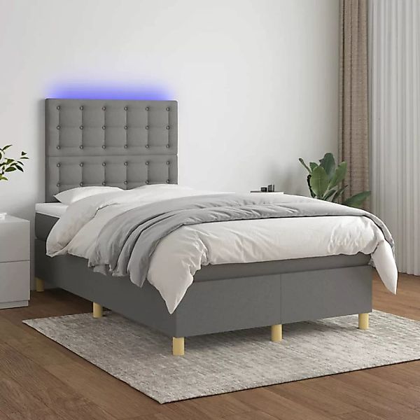 vidaXL Boxspringbett Boxspringbett mit Matratze LED Dunkelgrau 120x200 cm S günstig online kaufen