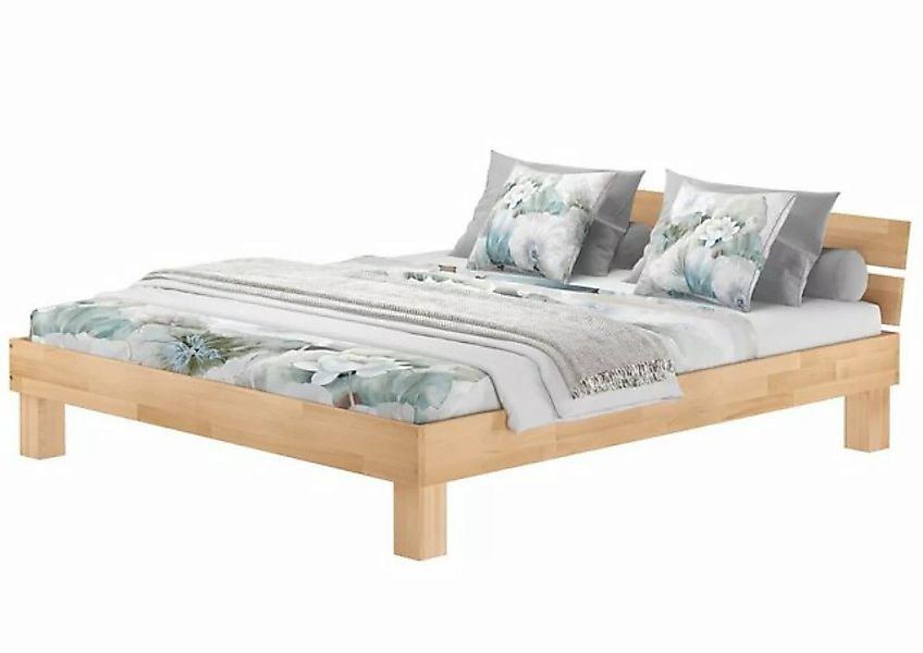ERST-HOLZ Bett Doppelbett überlang massiv Buche natur 200x220 Großfamilienb günstig online kaufen