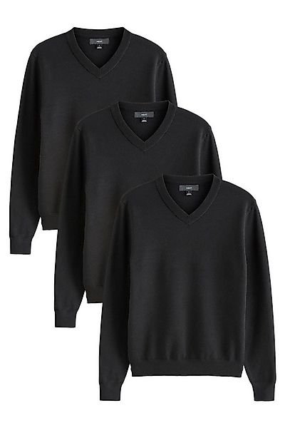 Next V-Ausschnitt-Pullover Regular Fit Pullover mit V-Ausschnitt, 3er Pack günstig online kaufen
