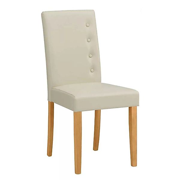 2 Stühle aus Kiefer Massivholz und Kunstleder Knöpfen verziert (2er Set) günstig online kaufen
