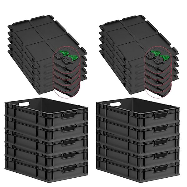 PROREGAL SuperSparSet 10x Eurobox Nextgen Grip Mit Scharnierdeckel Und Grün günstig online kaufen