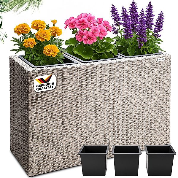 Casaria Pflanzkübel, 3 Innentöpfe Herausnehmbar Polyrattan günstig online kaufen