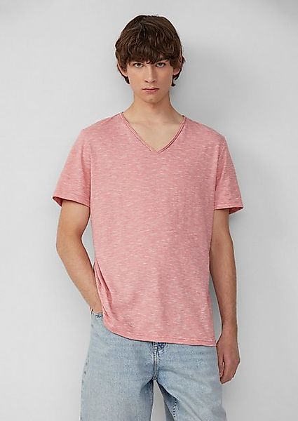 QS Kurzarmshirt T-Shirt in Melange mit Rollkante günstig online kaufen