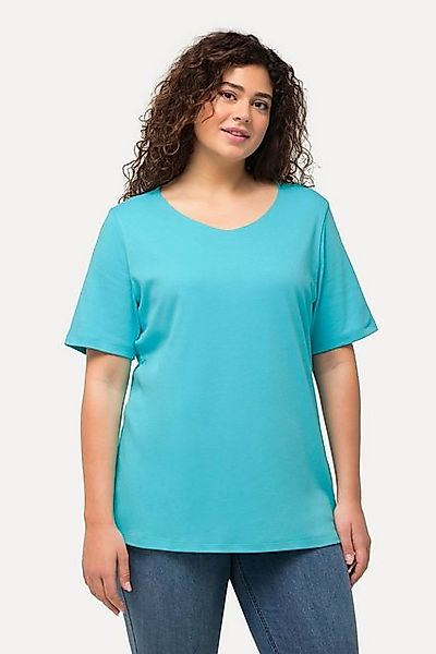 Ulla Popken T-Shirt Shirt doppellagige Vorderseite Slim Rundhals günstig online kaufen