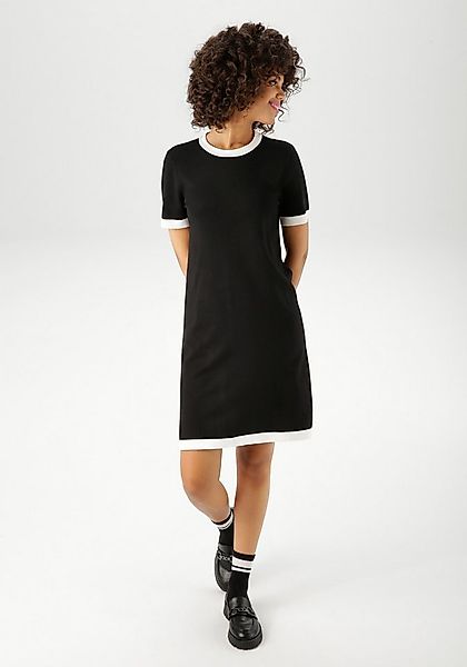 Aniston CASUAL Strickkleid mit kontrastfarbigen Ripp-Bündchen günstig online kaufen