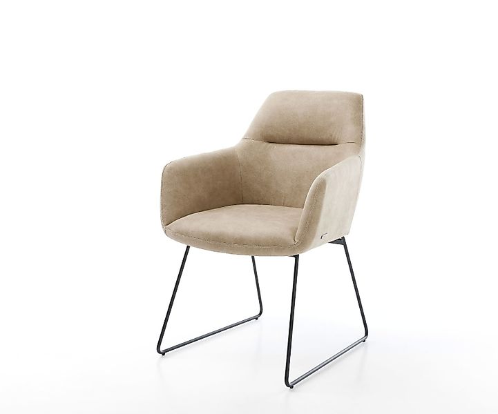 DELIFE Polsterstuhl Pejo-Flex, Kufengestell Schwarz Mikrofaser Taupe Vintag günstig online kaufen