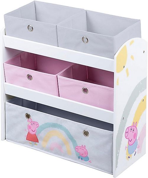 roba® Kinderregal Peppa Pig, weiß, inklusive 5 Stoffboxen in 2 Größen günstig online kaufen