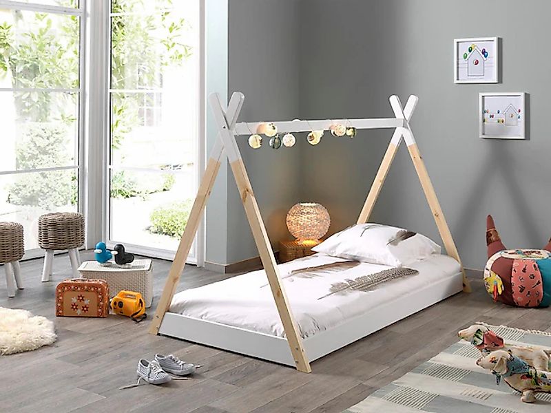 Vipack Kinderbett "Tipi, mit Querstange in Zelt-Optik, Kiefer massiv" inkl. günstig online kaufen