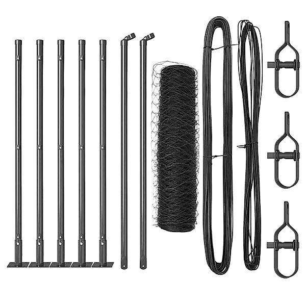 vidaXL Zaunpfosten Grau 10 x 0,6 m 36 mm Netz Stahl und PVC 3353615 günstig online kaufen