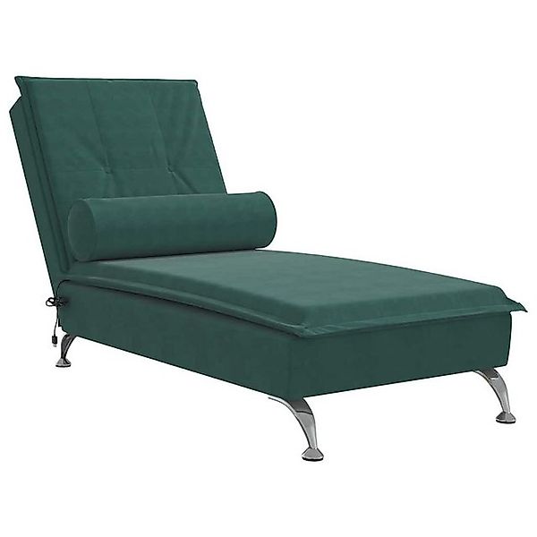 vidaXL Chaiselongue Massage-Chaiselongue mit Nackenrolle Dunkelgrün Samt, 1 günstig online kaufen