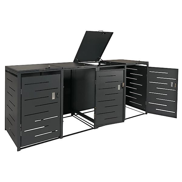 PROREGAL Mülltonnenbox 4er 116,5x263x80cm Erweiterbar Anthrazit günstig online kaufen