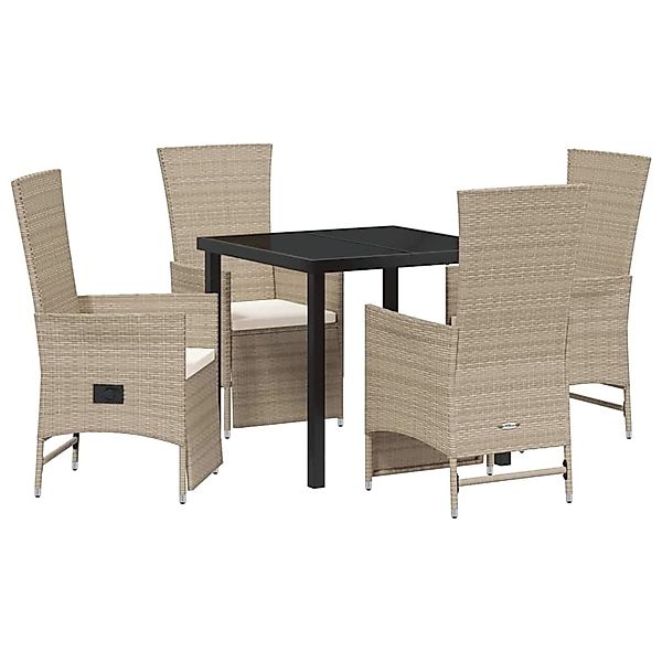 vidaXL Garten Essgruppe mit Kissen 5-Tlg Beige Poly Rattan 3379472 günstig online kaufen