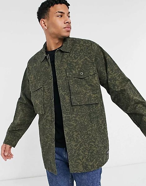 Levi's – Hayes – Oversized-Hemdjacke mit Military-Muster in Scratch-Grün günstig online kaufen
