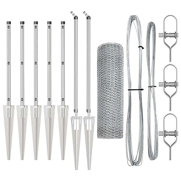 vidaXL Zaunpfosten Silber 10 x 0,8 m 25 mm Masche Stahl 3353337 günstig online kaufen