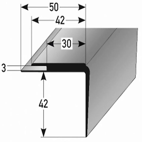 PVC-Treppenkante "Tolosa" PVC-Winkel für Belagsstärken bis 3 mm, 42 mm Brei günstig online kaufen