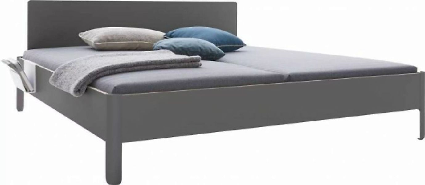 NAIT Doppelbett farbig lackiert Anthrazitgrau 140 x 200cm Mit Kopfteil günstig online kaufen