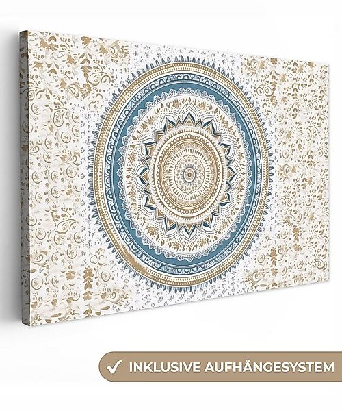 OneMillionCanvasses® Leinwandbild Mandala - Blau - Bohème - Weiß - Design, günstig online kaufen