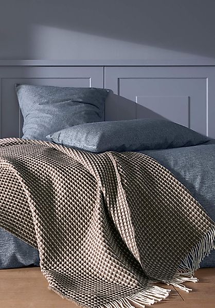 hessnatur Biber Bettwäsche-Set XABI aus Bio-Baumwolle - blau - Größe 155x22 günstig online kaufen